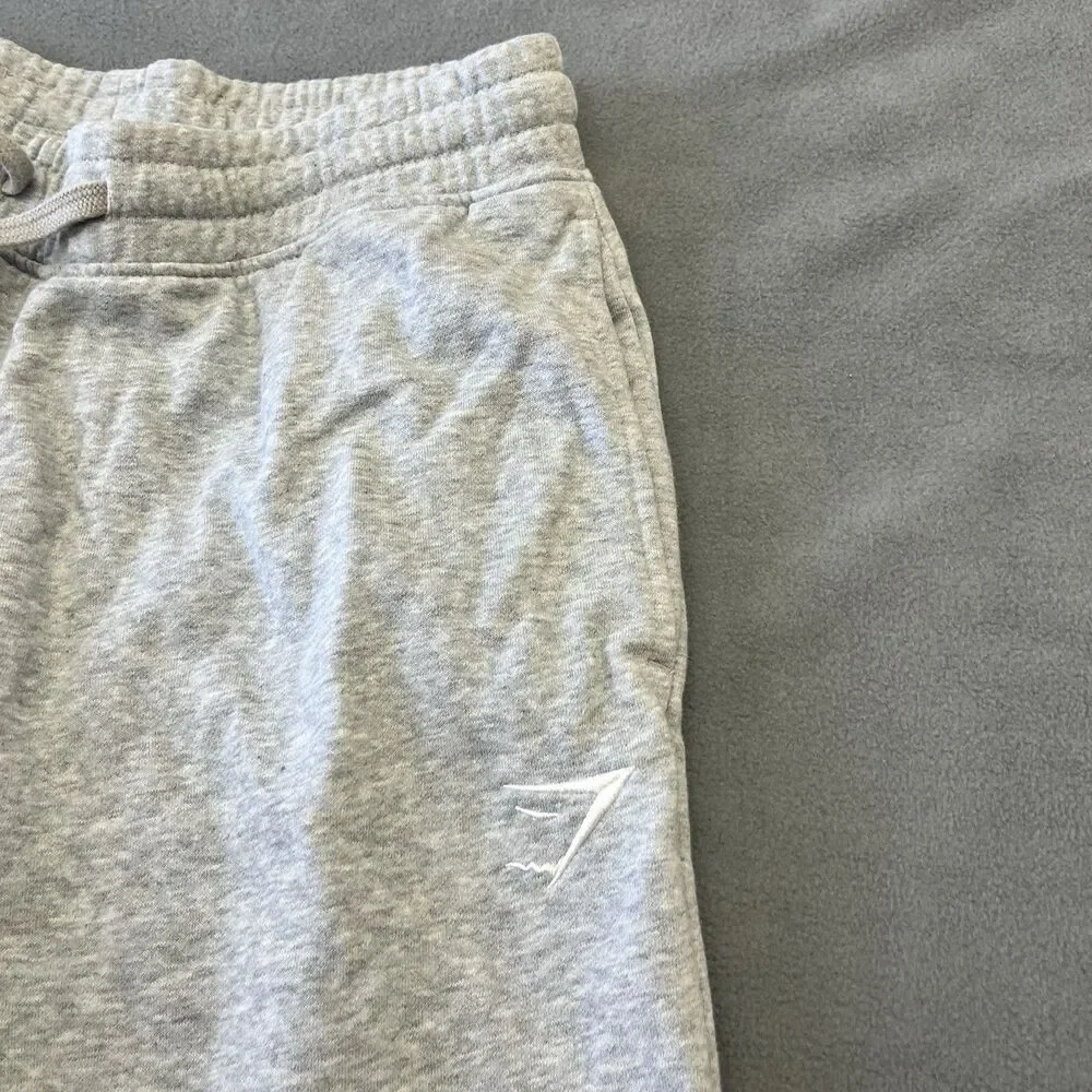 Gym Shark Gray Fleece Sweatpants Small Straight Leg Loose Fit